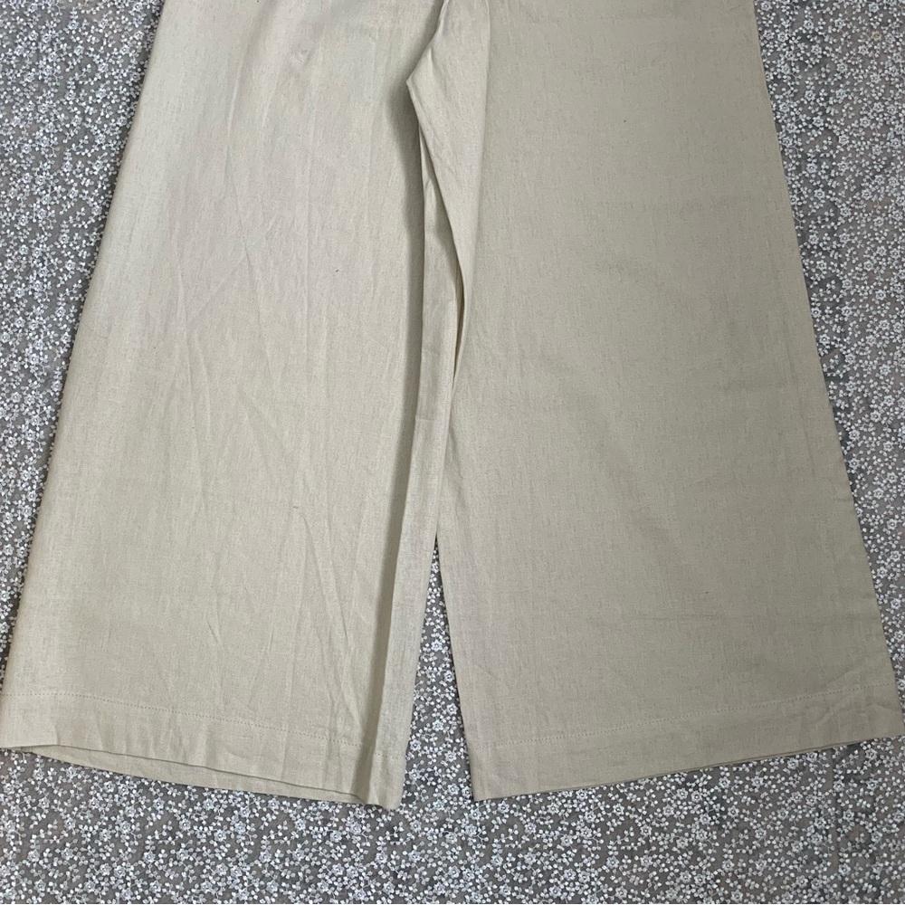 Max Studio London NWT Cream Wide-Leg Linen Trousers - Picture 11 of 15
